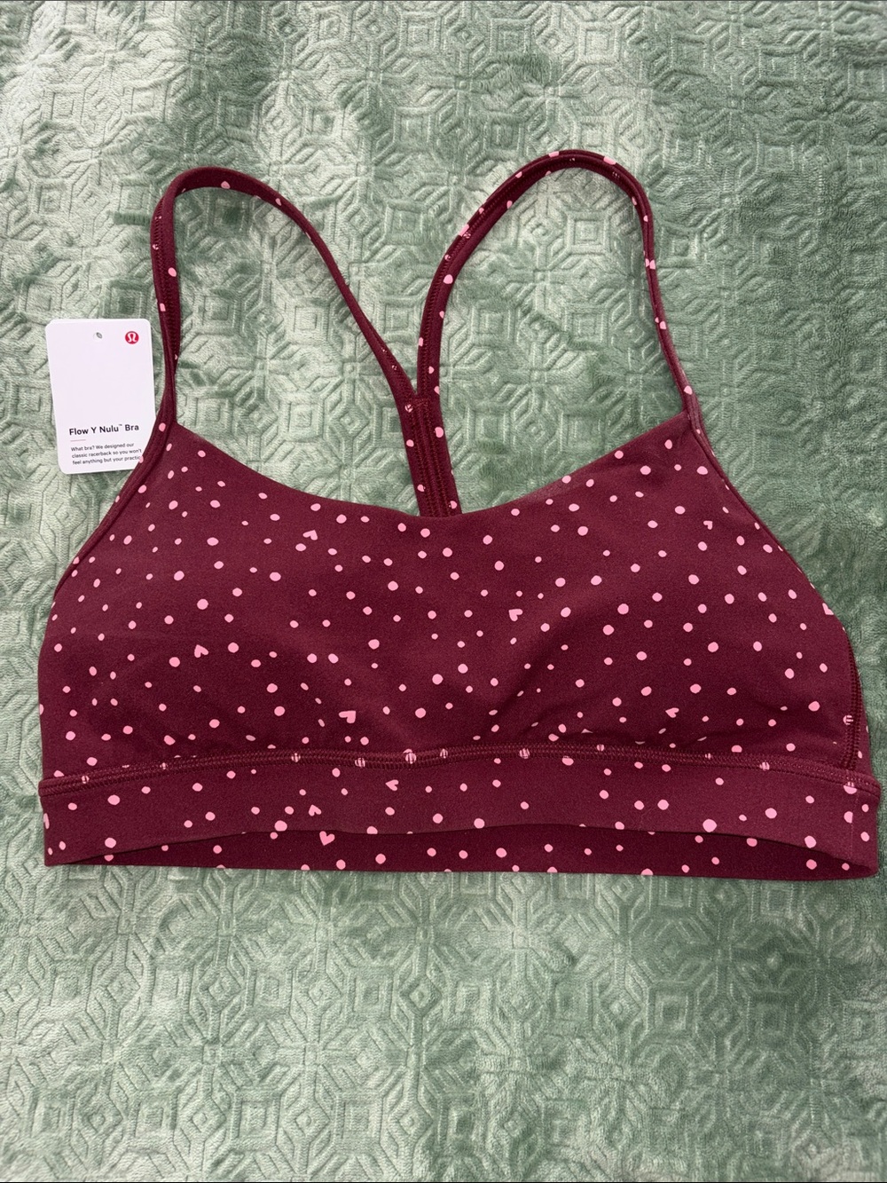 lululemon athletica Burgundy Sports Bra with Pink Dot Print